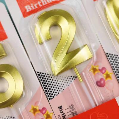 0-9 3D Gold Diamond Number Candles Smokeless Cake Topper Kids Large Birthday Candle Wedding Anniversary Party DIY Decorations