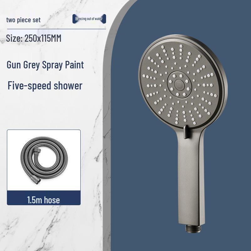 Black Lotus High-Pressure Shower Head with Five Functions and Large Panel