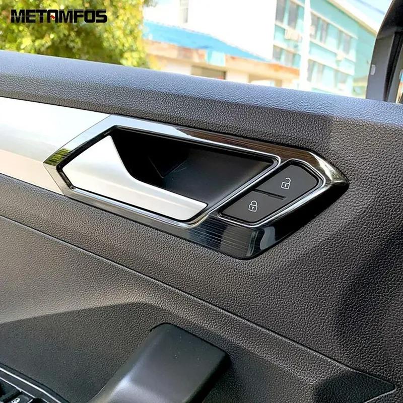 Car Accessories For Volkswagen VW T-Roc TROC 2018- 2024 Interior Carbon Fiber Door Handle Bowl Cover Trim Frame Sticker