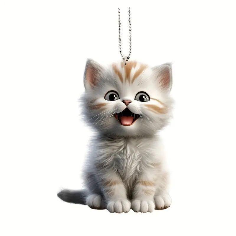 Acrylic Trendy Flat Cat Pendant For Fashionable Car Interior Accessories