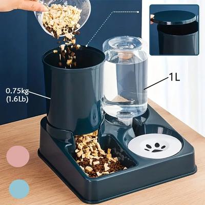 For 2 In 1 Automatic Cat Feeder Water Dispenser Set Tilted Automatic Pet Dog Food And Water Feeder Gravity Food Feeder And Water