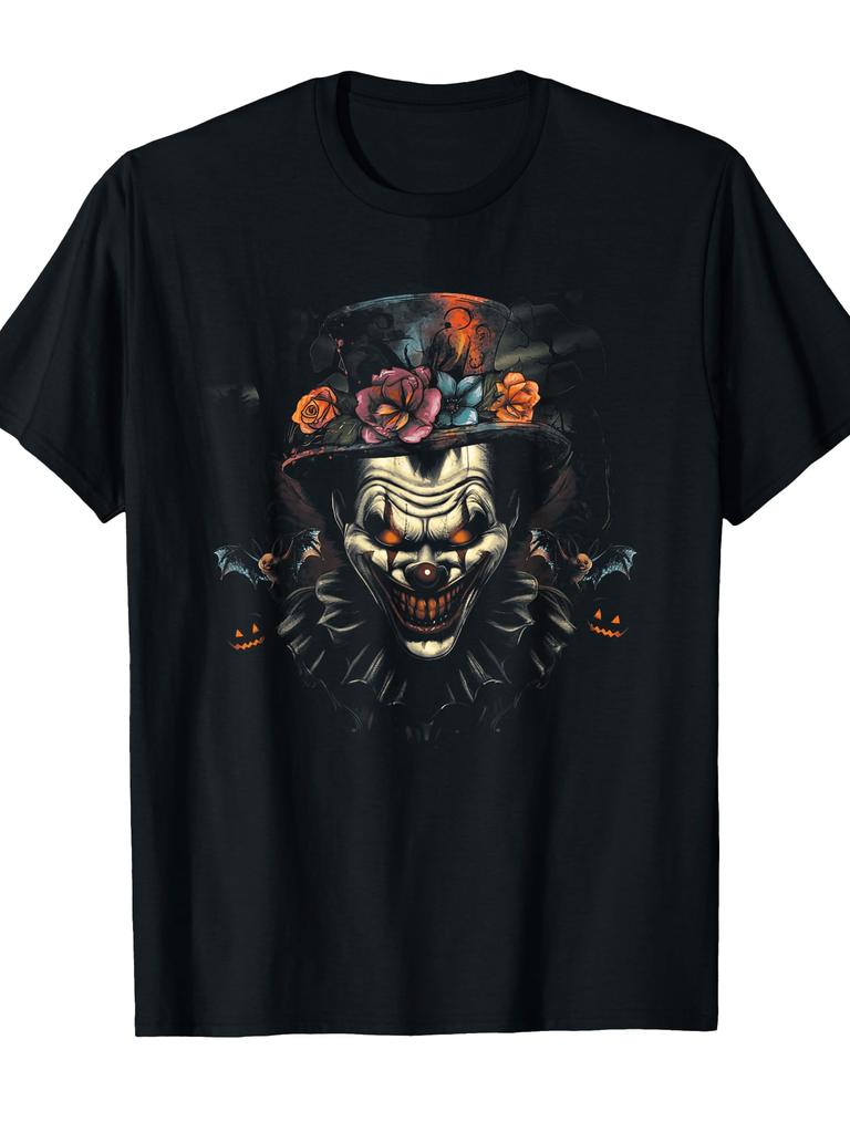 Unisex T-shirt Halloween Scary Evil Clown Mask Horror Face Zombie Costume T-Shirt