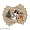 Rustic Snowman & Gingerbread Christmas Placemats Suitable for Dining, Hand Washable Table Mats with Snowman Gingerbread Print, Rectangular Xmas Table