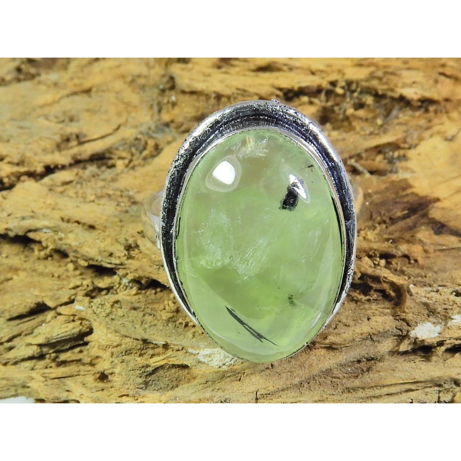 

Natural Prehnite 925 Solid Sterling Silver Ring Size US-8 PG-246