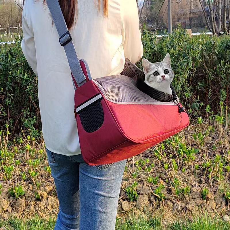 New Cation Dog Cat One Shoulder Crossbody Pet Bag Breathable Mesh Oxford Outdoor Travel Portable Cat Bag In Stock Shoulder Bag
