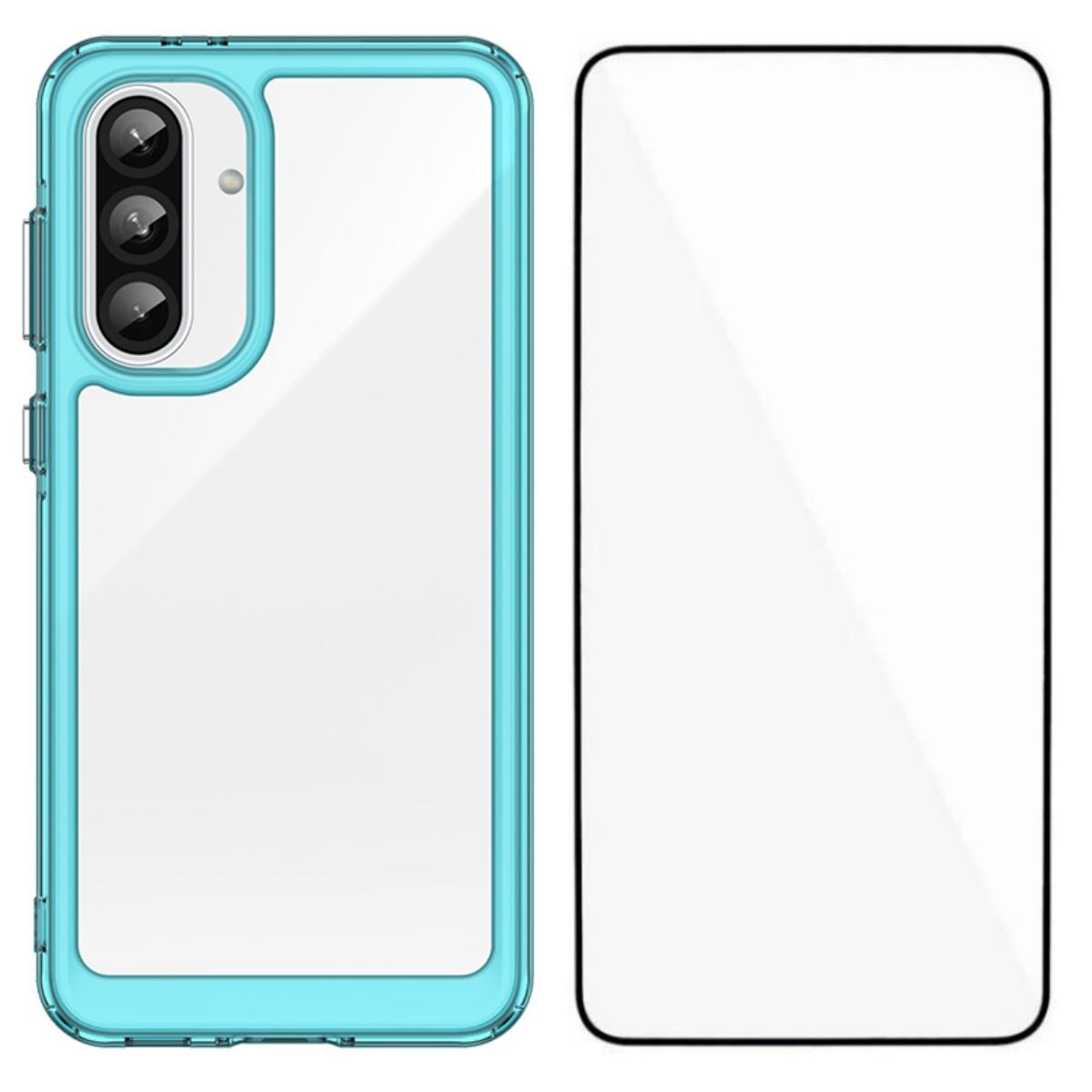 

Чехол для телефона Samsung Galaxy A56 5G WANLONFENG Серии XC ТПУ Акриловая крышка с закаленным стеклом (Большое отверстие для линзы) Transparent Blue