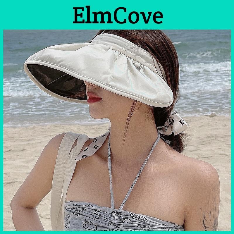 Stylish Wide Brim Uv-blocking Sun Hat For Women Adjustable Summer Visor Cap