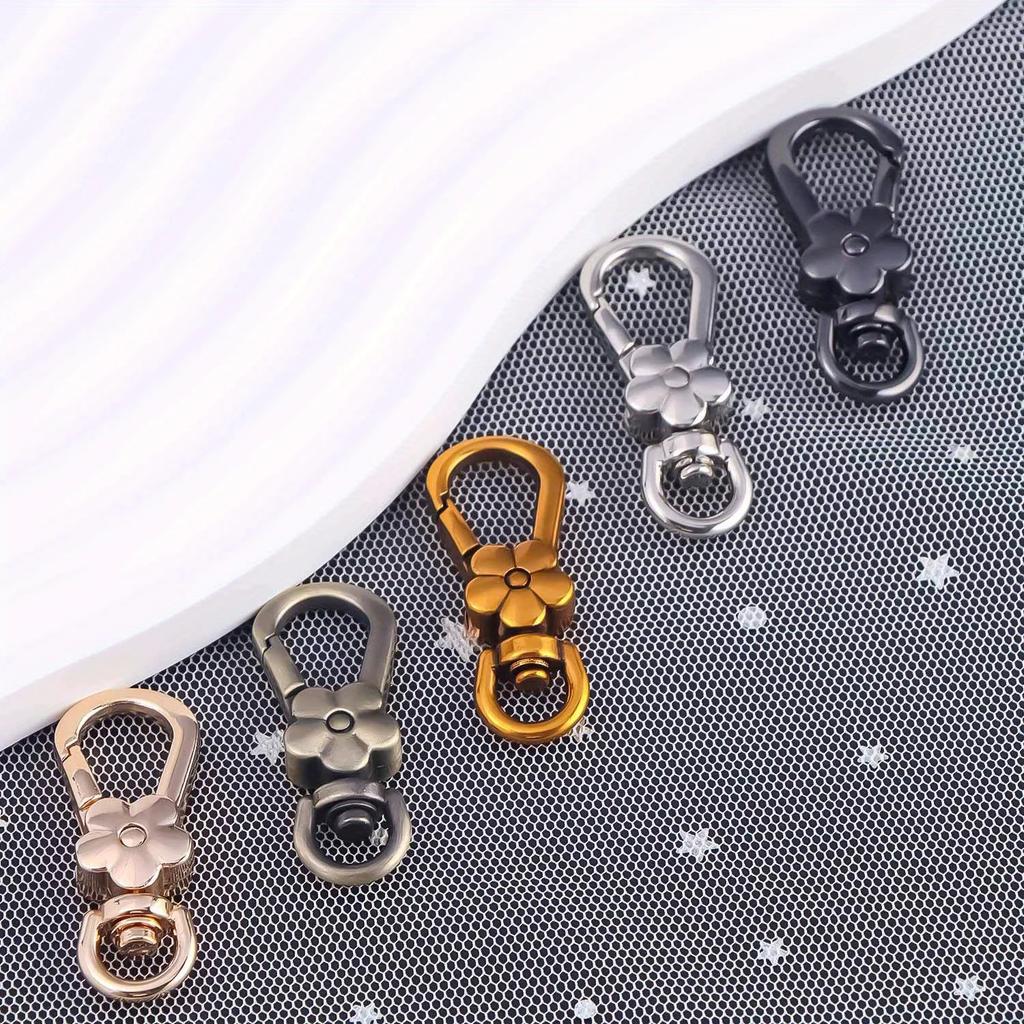 5 Stück Handtaschenverschlüsse Henkel Blume Karabiner Metallverschlüsse Drehauslöser-Clips Karabinerhaken Taschenschlüsselringe Schlüsselanhänger Taschenzubehör