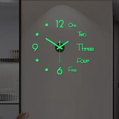 Frameless Acrylic 3D Wall Clock Modern Non Ticking Silent DIY Home Office
