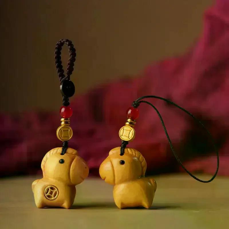Creative Sandalwood Horse Pendant Keychain Year Of The Horse Mascot Mobile Phone Chain Backpack Hanging Decoration Souvenir Gift