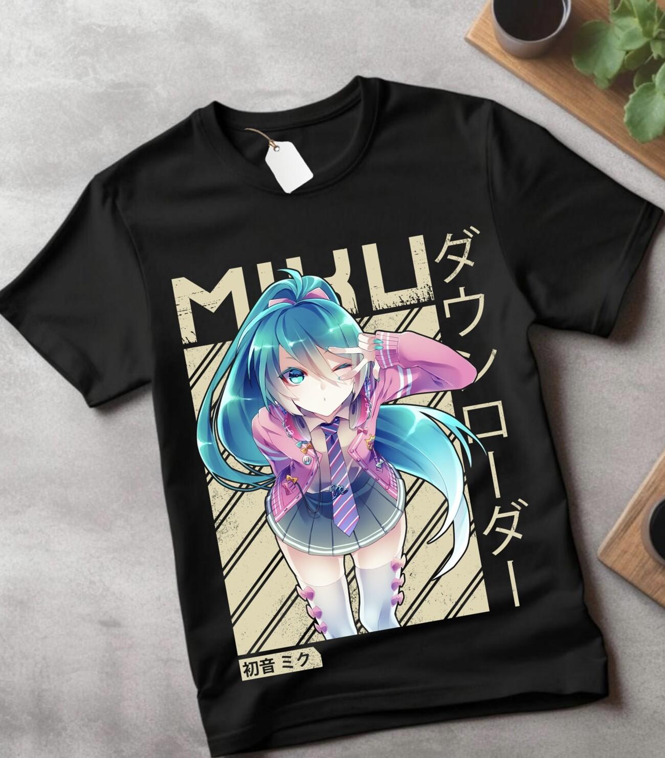 Hatsune Miku T-Shirt Mens Womens Tees Top Anime Girl Kawaii Project Diva Vocaloid Shirt All Size L