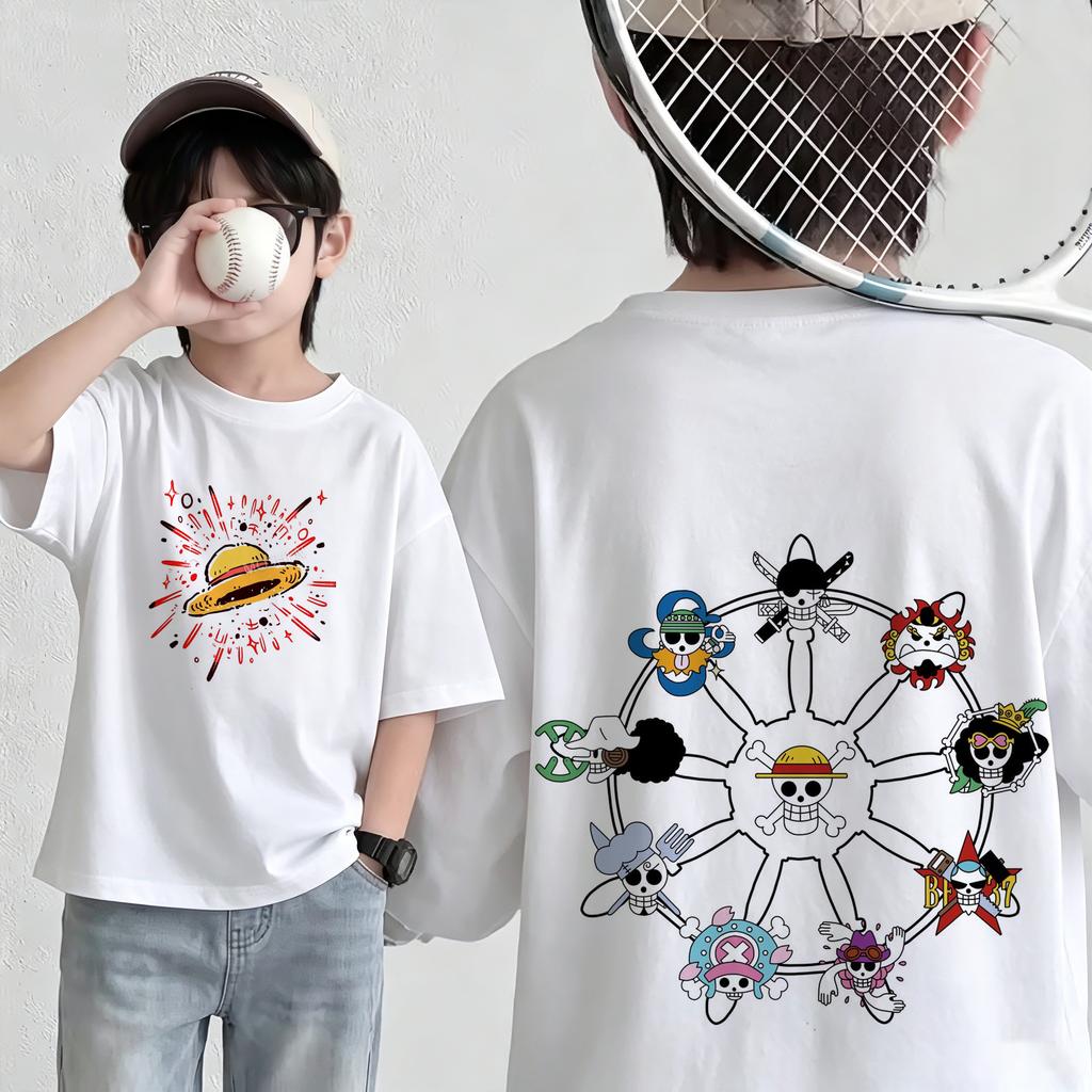 Summer New Arrival One Piece Pattern Tshirt unisex anime print casual shortsleeved fashionable streetwear top Y2K style