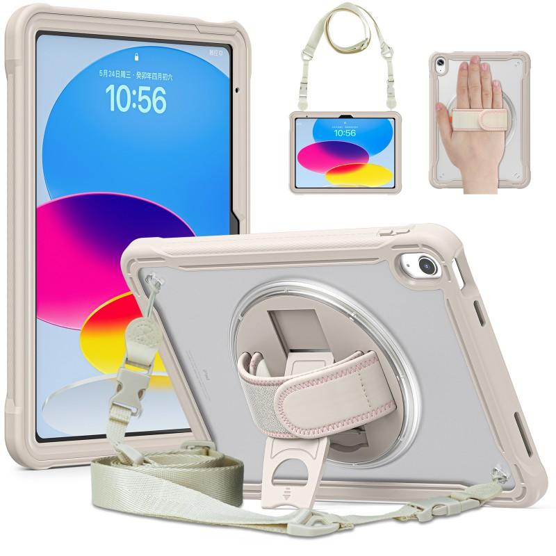 IPad 10th Gen 10.9 Inch Protective Case With Kickstand Wrist Strap Shockproof Hard Shell Cover In PC Material