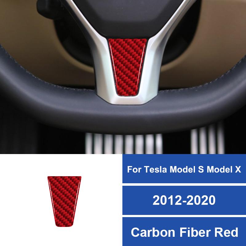 Real Carbon Fiber For Tesla Model S Model X 2012-2020 Car Steering Wheel Cover Decoration Sticker Car Accessories