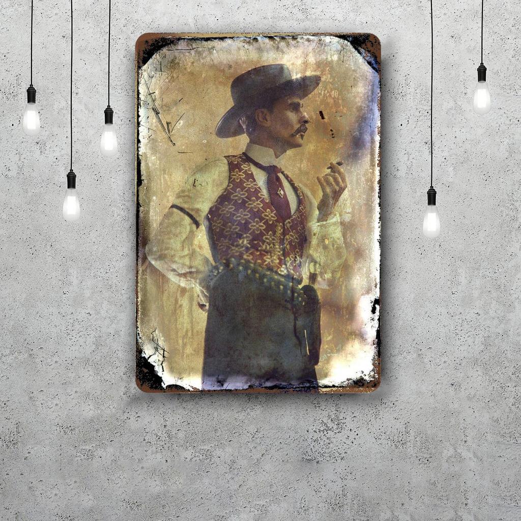 doc holliday Classic Poster Rusty Metal Plaque Retro Decorative Plate Bar Man Cave Garage Club Metal Sign Wall Decoration