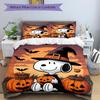 3Pcs Snoopy Halloween Night Bedding Set Quilt Cover Pillowcase Home Christmas Halloween Gift 1 Duvet Cover 2 Pillowcase S1506