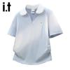 Izzueit Women's Lace-Spliced Polo Neck T-Shirt