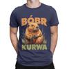 Kurwa Bober Beaver Bobr T-Shirts for Men Funny Vintage Cotton Tee Shirt Crewneck Short Sleeve T Shirts Gift Idea Clothes