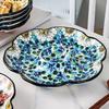 Retro Flower Sushi Plate Creative Home Fruit Plate Delicious Dishes Ceramic Plates Light Luxury Chinese Style Dumpling Tableware