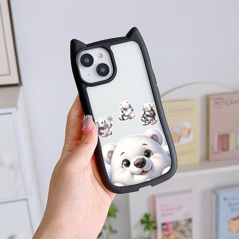 

Мягкий чехол для телефона с кошачьими ушками для iPhone 16 15 14 13 12 11 Pro Max Plus XR X XS TPU Anti-Drop Прозрачная акриловая задняя крышка NY23 Новогоднее рождественское искусство for iPhone 16 Pro Max