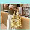 Cute Floral Canvas Tote Bag For College Students In Yellow Trendy Street Style