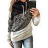 Sudadera con capucha y cuello alto con cordón y estampado de leopardo para mujer