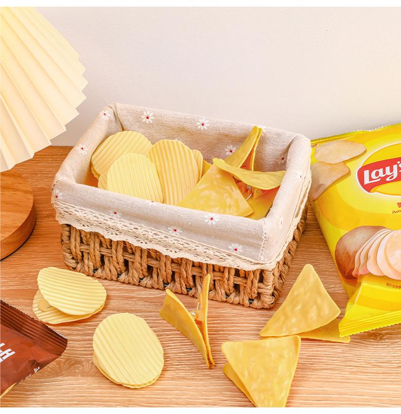 5Pcs New Creative Simulation Potato Food Bag Storage Spring Sealing Clamp Hand Ledger Decoration Realistic Modeling Small Clip