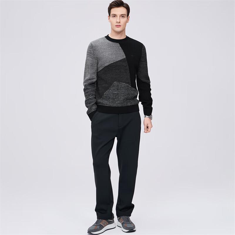 Septwolves Men's Wool Blend Colorblock Round Neck Sweater