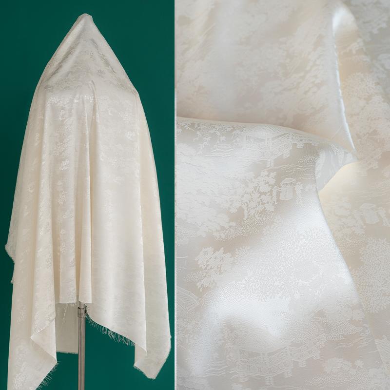 1/2/3M Antique Style Jacquard Imitation Acetic Acid Fabric Brocade Satin Silk Fabric Cheongsam Dress Hanfu Horse-face Skirts