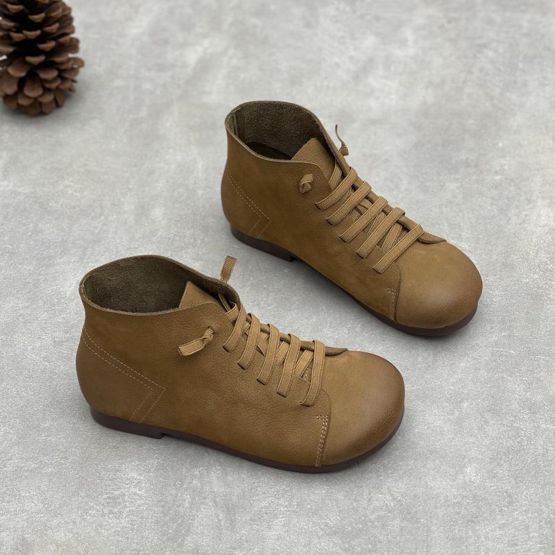 

Round-toed Women s Boots, Ankle Boots, Flat Casual Women s Shoes, Short Boots 35 хаки