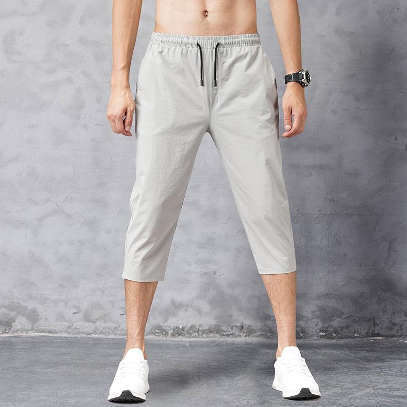 Men's Quick-Dry Ice Silk Seven-Point Shorts - Summer Lightweight Casual Sport, Plus Size, Trendy Straight-Leg