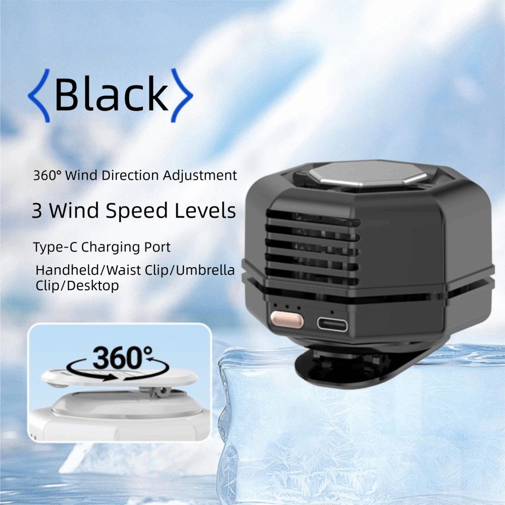 360 Degree Adjustable Silent Mini Bladeless Electric Fan 3 Speeds Wearable Suspended Waist Fan USB Rechargeable Long-Lasting