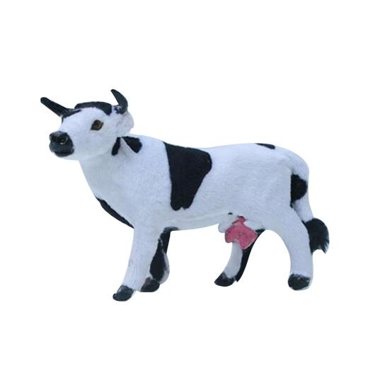 Realistic Fluffy Cow Animal Model Toy DIY Dollhouse Scenery Desktop Ornament