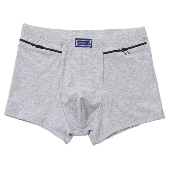 Anti-theft Zipper Pockets Mid-rise Seamless Elastic Men Panties Solid Color U-Bump Male Shorts Briefs Daily Wear