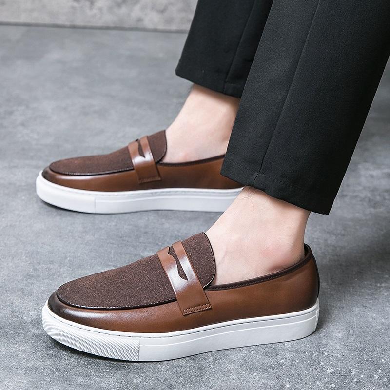 Neue Wildleder Schwarz Braun Slip-on Plateau Schuhe für Herren Marke Designer Bequeme Penny Loafer Männlich Schuhe Mann