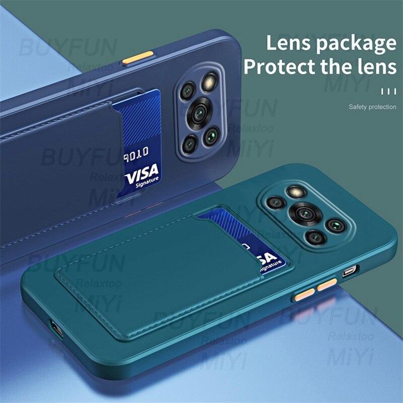 X3poco Fall Candy Farbe Brieftasche Karte Slot Weiche Silikon Telefon Abdeckungen für Xiaomi Poco Poko Wenig X 3 X3 Pro nfc Stoßfest Coque