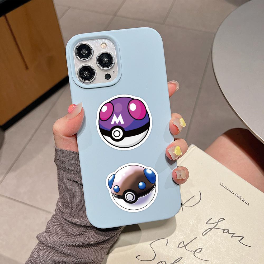 50 Cartoon Pokeball Pokemon Graffiti Stickers - Waterproof for Phone, Computer, or Skateboard Decoration.