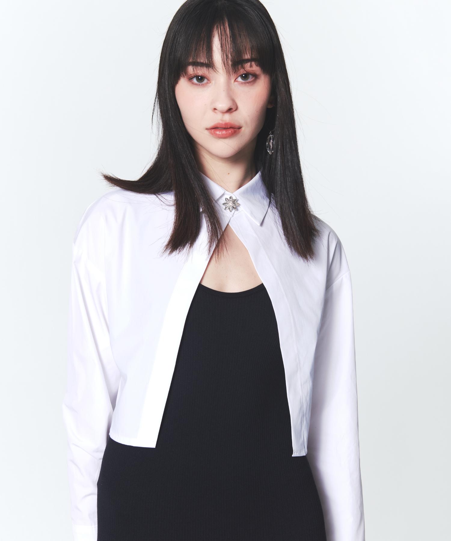 Infrap Crystal Single Button Shirt White Free