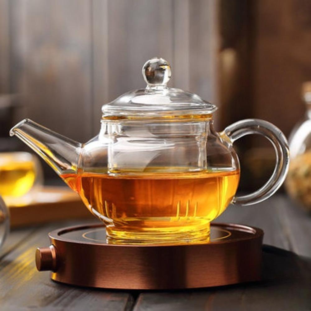 Hitzebeständiges Glas Schwarztee-Brühkanne Transparentes Kung-Fu-Teeset Kleine Teekanne Glasfilter Brühblumen-Teekanne