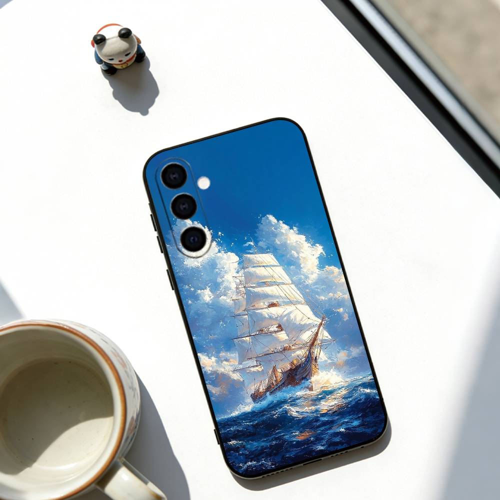 

Sailing ship Phone Case Soft black For Samsung Galaxy A73,A72,A71,A70,A53,A52,A51 Samsung a32 4g