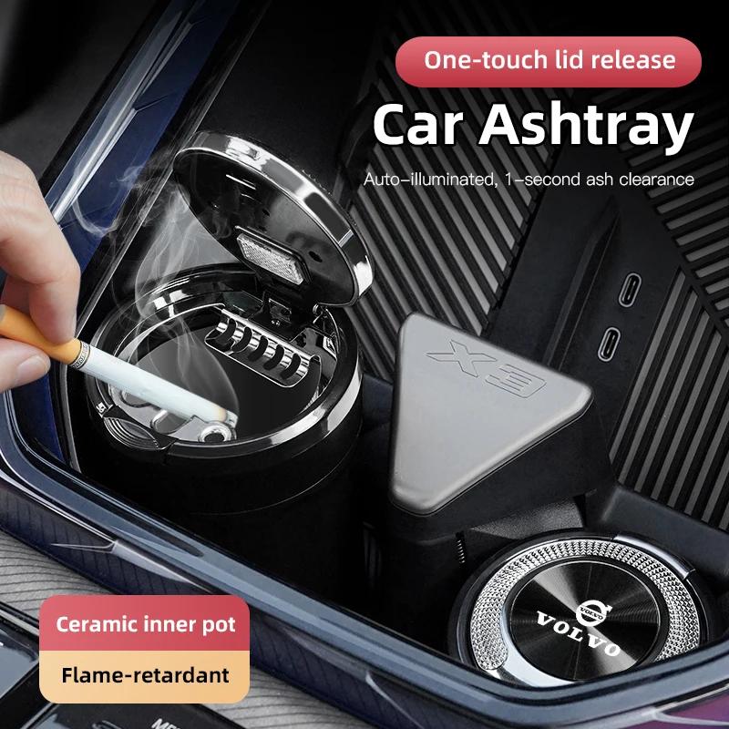 2026 Hot For Volvo Steering Covers Car Ashtray Texture Ceramic Smokeless With LED Light Ashtray Auto Accessoires For Volvo ES90