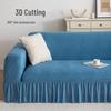 Plush Jacquard Skirted Sofa Cover, Elastic All-Season Fit, Dustproof Cushion Protector
