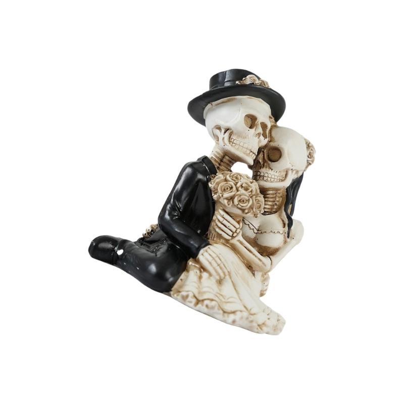 Skeleton Couple Figurine - Romantic Gothic Halloween Decor Resin Statue for Home, Desk, Yard, Party & Day of the Dead