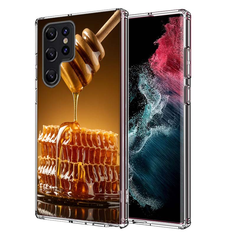 Golden Honey Dripping From Honeycomb Capa Phone Case For Samsung S26 Ultra S25 Edge Galaxy S23 S21 S20 S24 FE S22 S10 Plus Cover