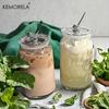 1/2PCS High Borosilicate Glass Tumblers 500ML Shape Reusable and Cold and Heat Resistant Includes Straw and Lid for Milk Coffee
