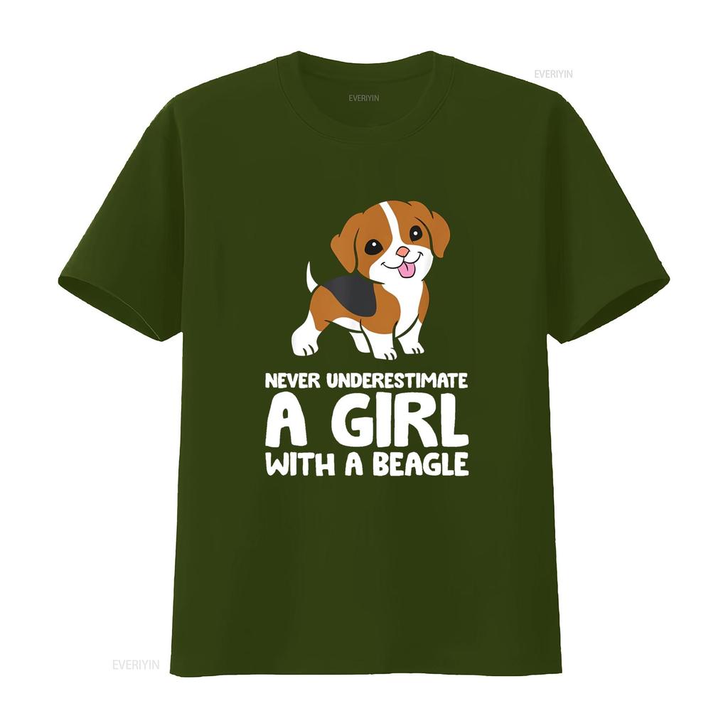 Unterschätze niemals ein Mädchen mit einem Beagle Hund T-Shirt vintage gewaschen dehnbar vielseitig Designerkleidung weich