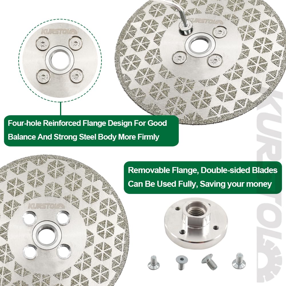 Grinding Cutting Diamond Blade - 2pcs Granite Grinding Wheel 4.5"/115mm 5/8-11" Flange, Double-Sided Diamond Cutting Disc Saw Blade for Beveling