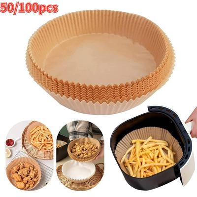 50/100PCS Air Fryer Parchment Paper, Non-Stick Disposable Air Fryer Paper/Air Fryer Unperforated Parchment