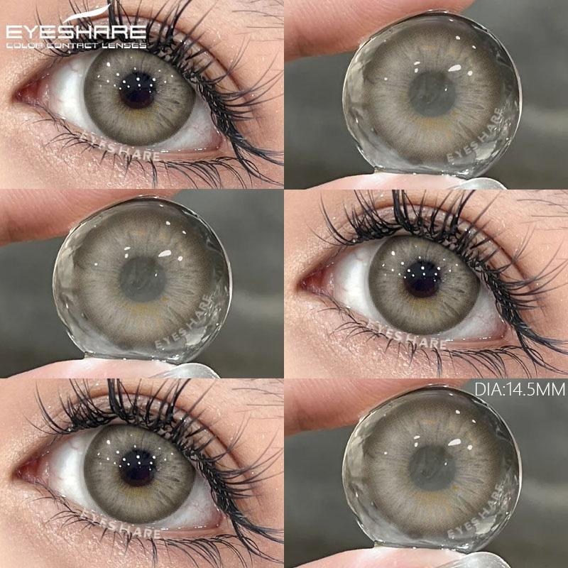 1 Pair Colored Contact Lenses for Eyes Black Big Lens Gray Pupils Lenses Brown Lenses Fashion Eye Contacts Yearly