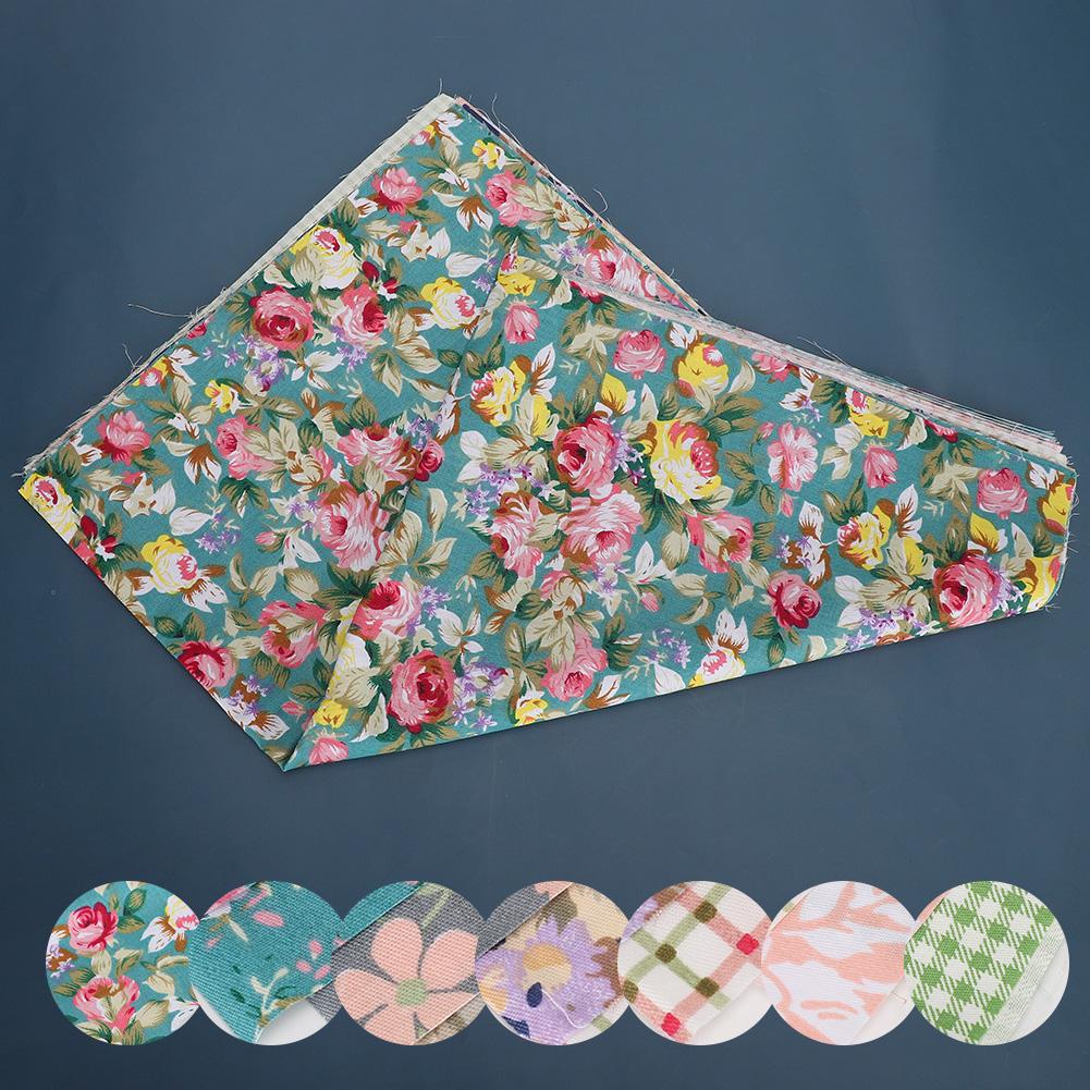 7Pcs Floral Cotton Cloth DIY Hand‑Made Craft Dressmaking Sewing Printing Rose Pattern 50x40cm